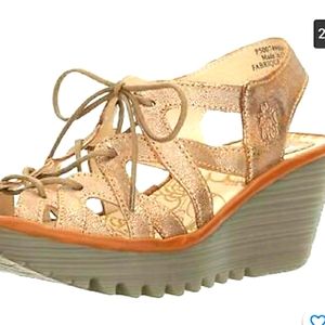 Sexy caged gold wedge sandals